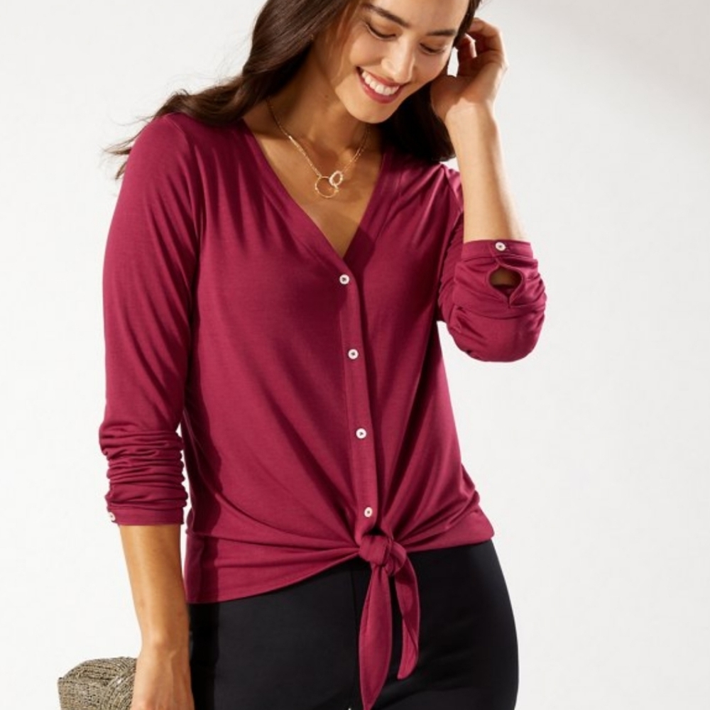 Tommy bahama,  size s/p , burgundy long sleeve top.